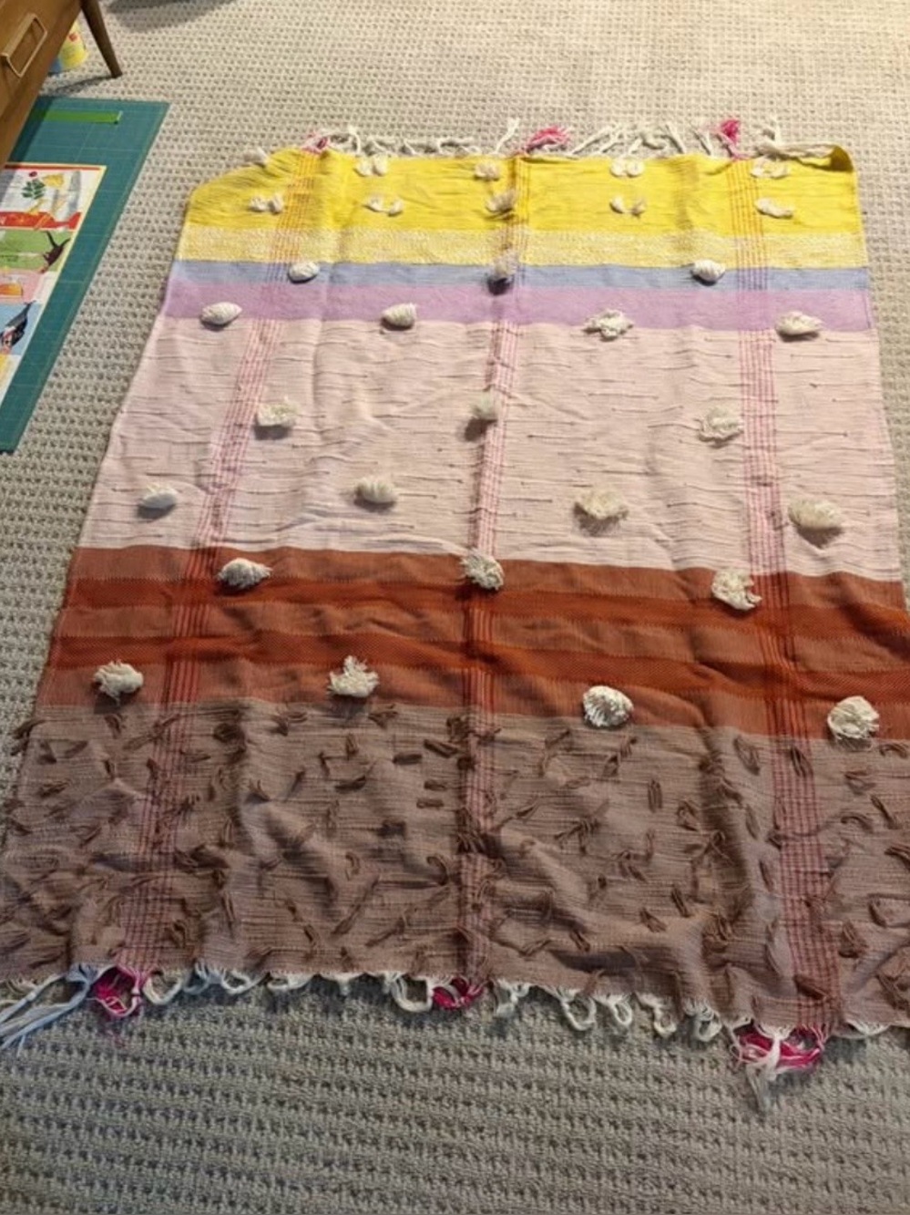 Anthropologie Striped Pom-Pom Throw Blanket